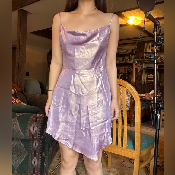 Purple iridescent spaghetti strap slip dress, Urban Outfitters. - Picture 3 of 8